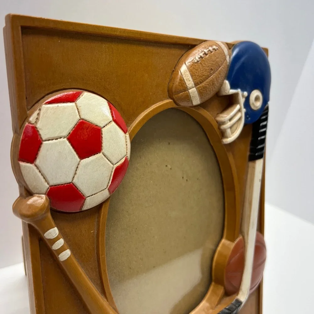 Sports 3D Picture Frame Kids Room Decor Wood Look Fits a 5x7 photo Vintage